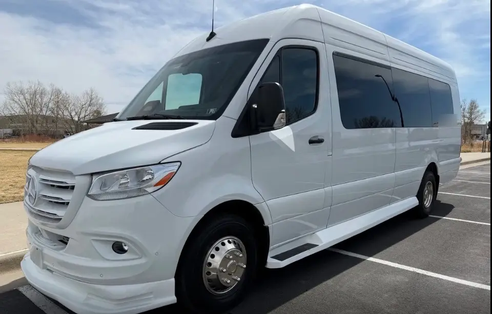 Glenwood Colorado Springs 16 passenger white Sprinter limo bus