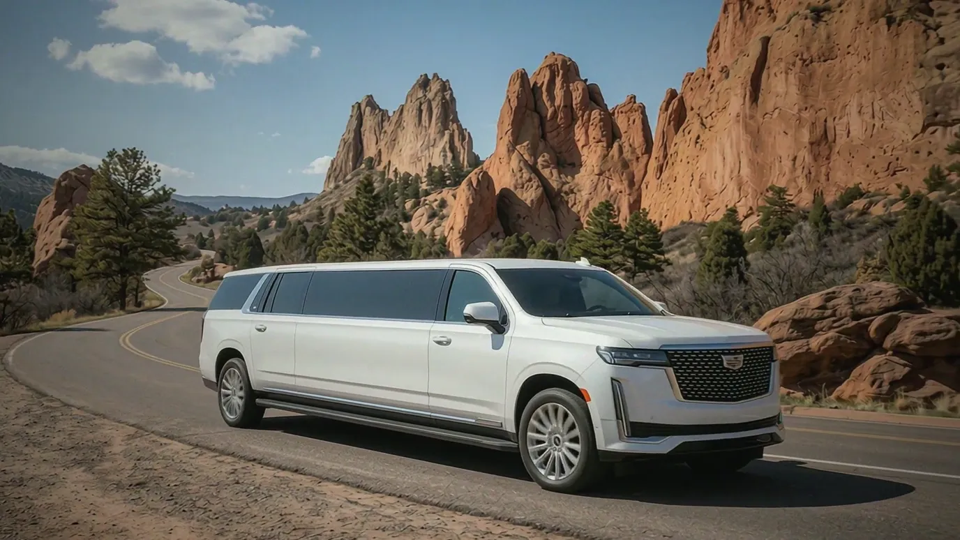 Glenwood Colorado Springs white Cadillac Escalade 20 passenger stretch limo