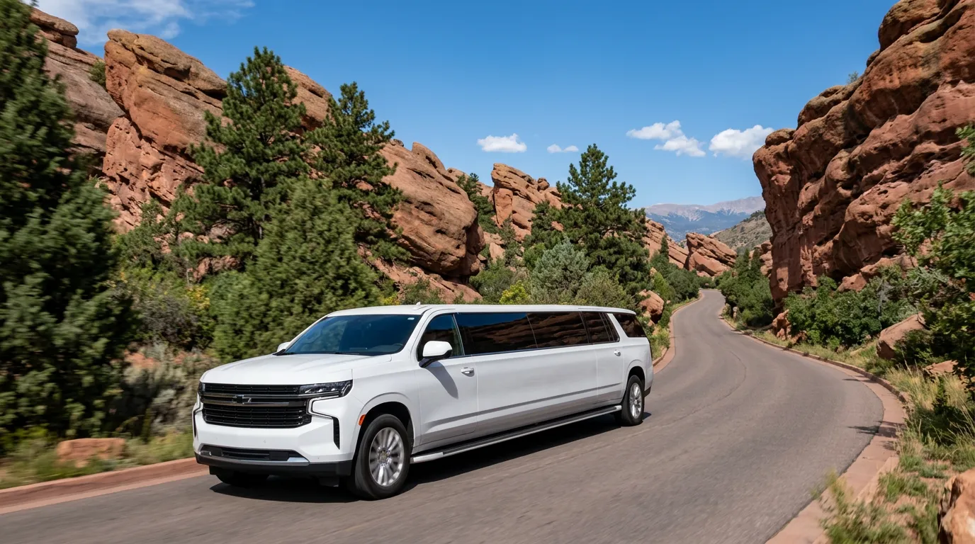 Glenwood Colorado Springs white Chevy Suburban 20 passenger stretch limo